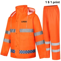 Reflective Clothes Set For Men Outdoor Secure Road Gardens Conserve Rescue Windproof Waterproof Raincoat Coat Customized Logo