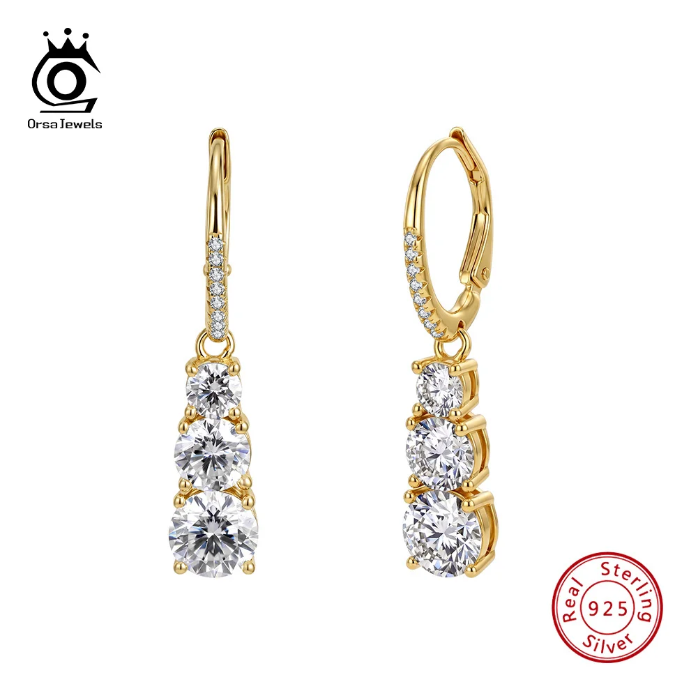 ORSA JEWELS Certified Moissanite Drop Pendant Earrings For Women Design 925 Sterling Silver Wedding Engagement Jewelry SMOE36