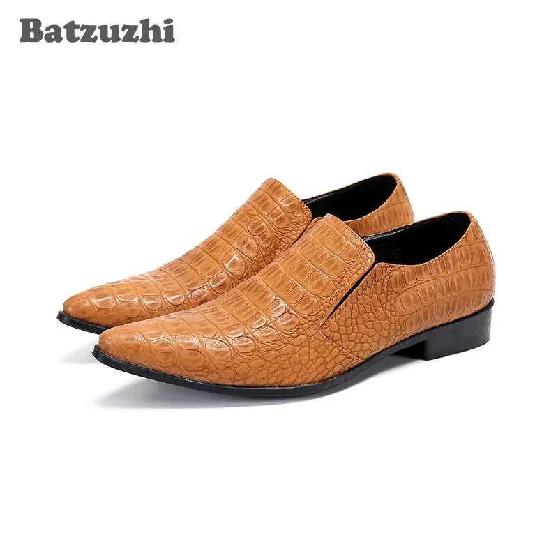 

Batzuzhi Italian Leather Mens Dress Shoes Vintage Pointed Toe Leather Dress Shoes Men Chaussures Hommes Business Party Footwear