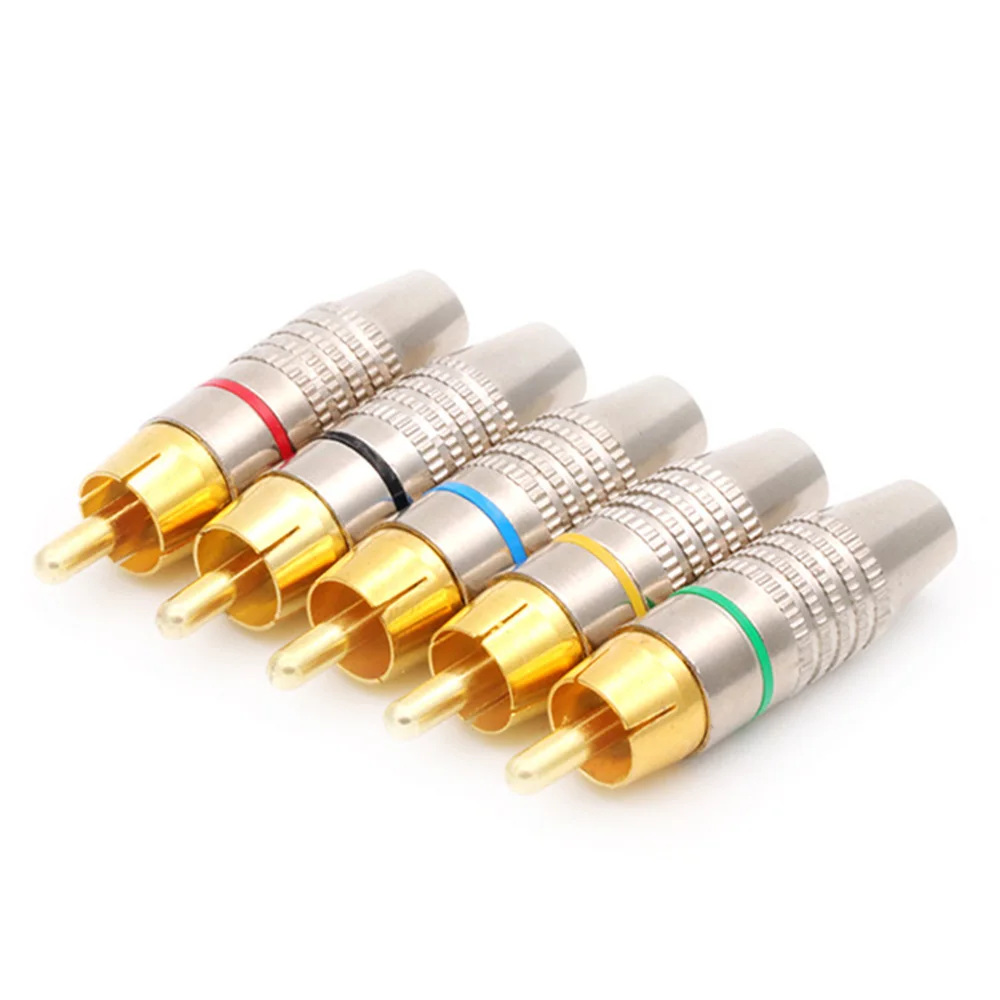 1pc RCA Plug Locking Cable Connector Gold Plated RCA Male Connector Adapter for Audio Cable Video CCTV Camera Solder Free