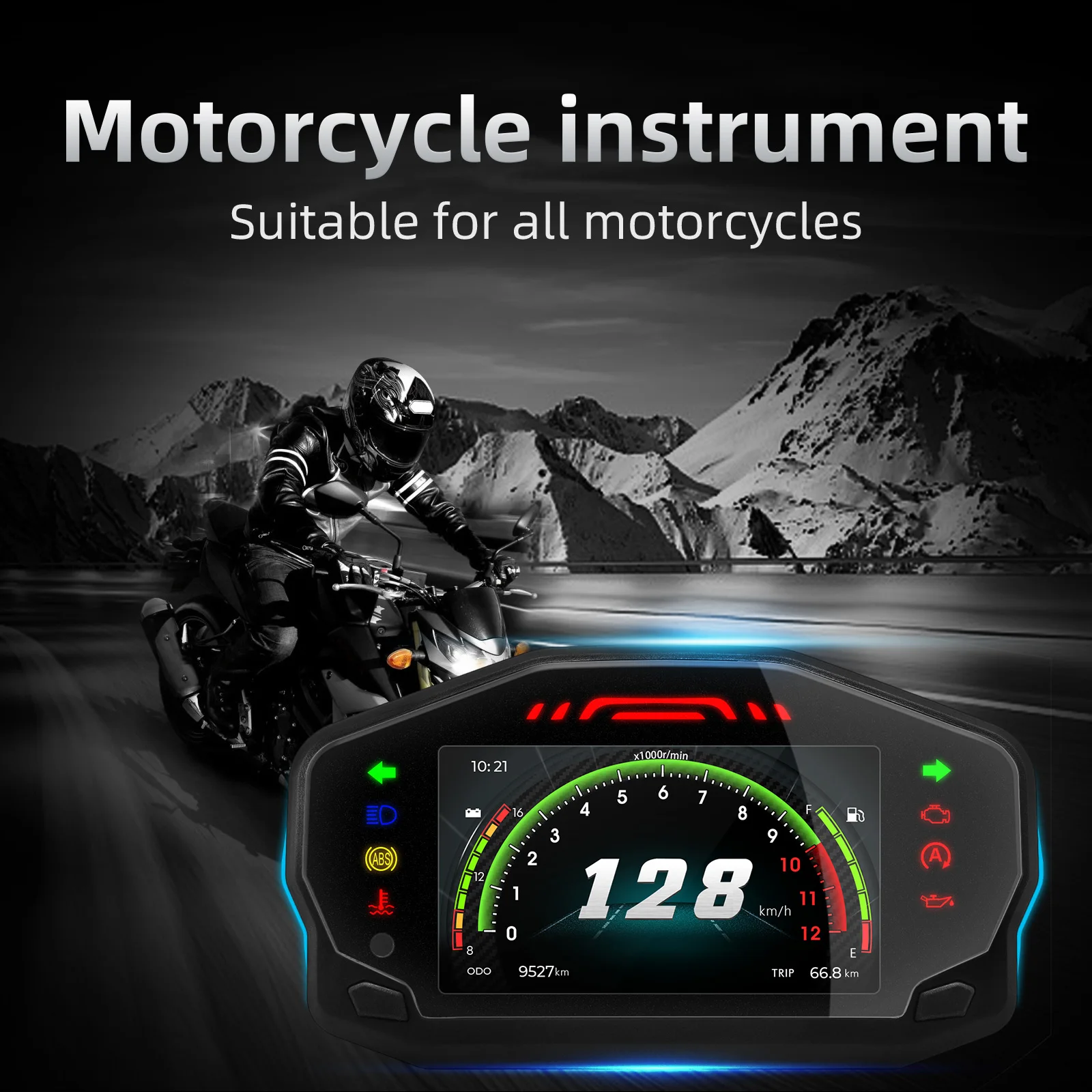 Bluetooth-compatibele motorfietssnelheidsmeter RPM toerenteller Fual Guage 2/4 cilinder brandstofniveau trip kilometerteller display dashboard