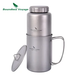 Boundless Voyage Titanium Sports Water Bottle Outdoor Camping Cycling Tea Coffee Wide Mouth Canteen with Handle 36oz/1050ml
