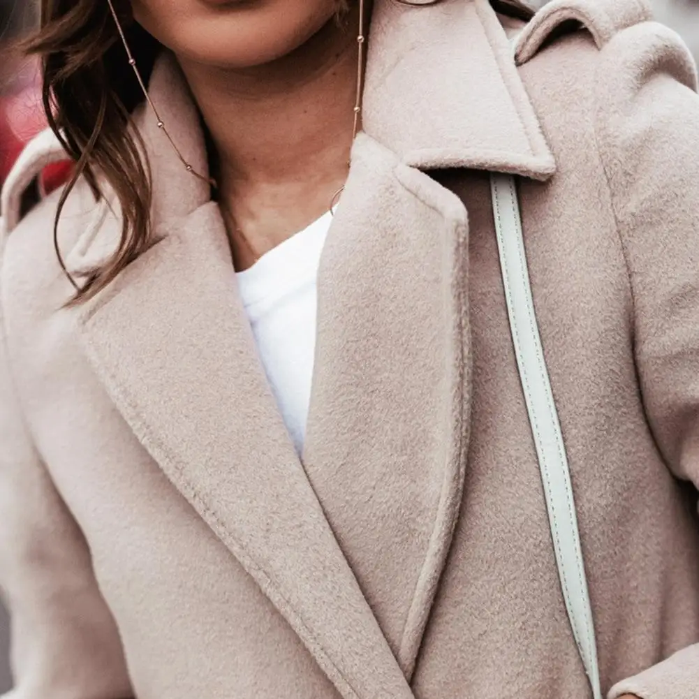 معطف طويل بحزام على شكل حرف V للنساء متوسط الطول ملابس خارجية للشارع لون نقي فضفاض مناسب لموسم الصيف #4