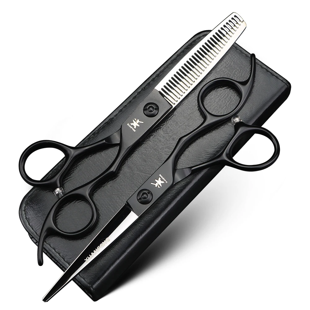 

XUANTENG 6-inch professional hair scissors with black handle 9cr18 steel cutting scissors and thinning scissors