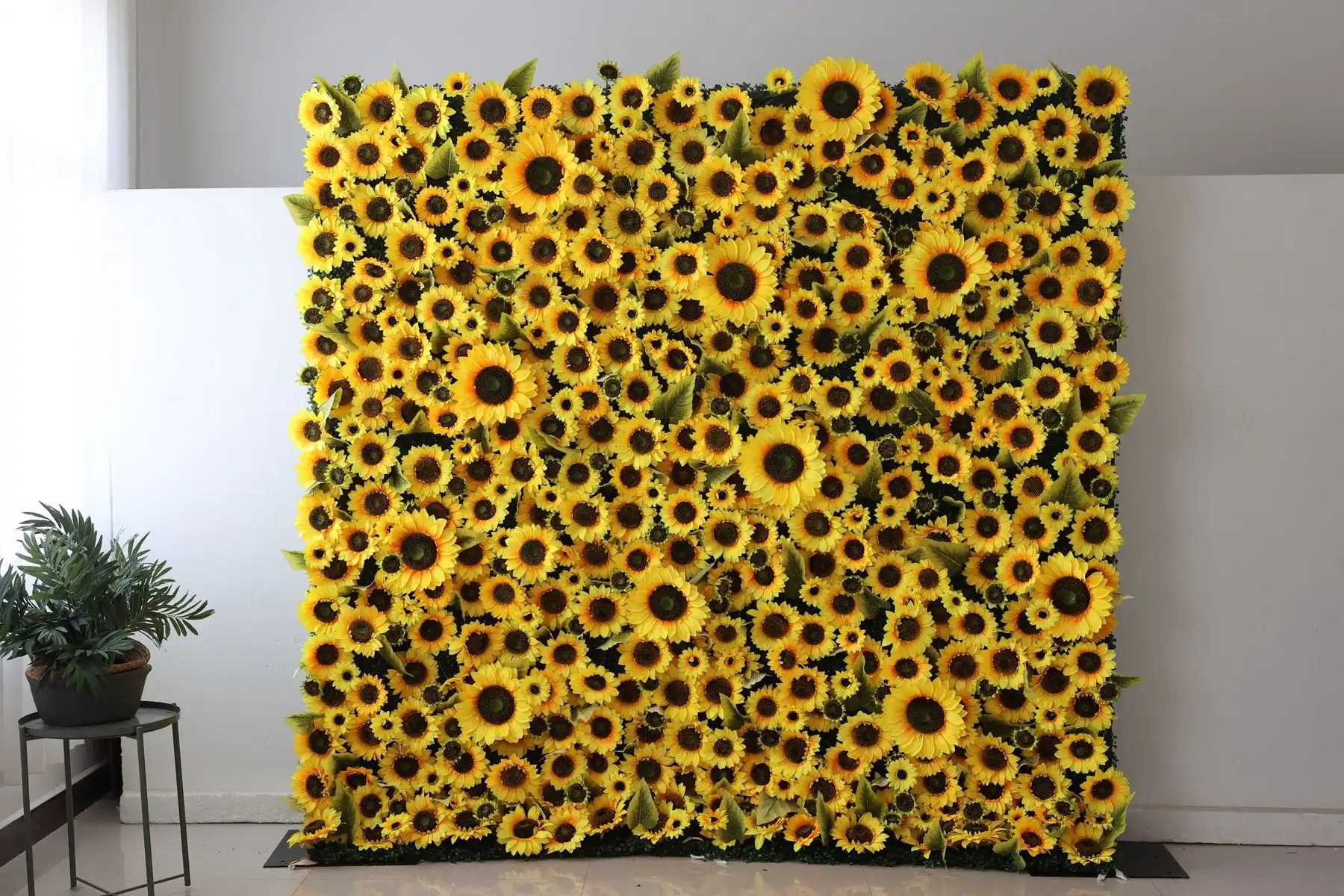 Luxury yellow sunflower 3D artificial plant fabric wall outdoor wedding background birthday party background decorative props