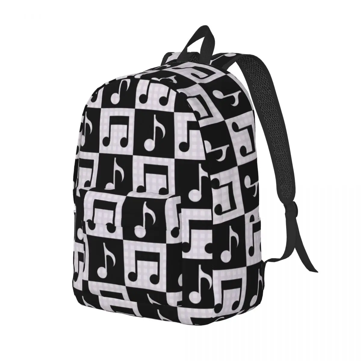 Cute Music Notes Teenage Backpack Sports Student Business Black And White Daypack for Men Women Laptop Computer Shoulder Bag