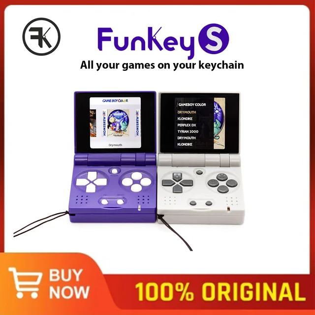 FunKeyS Super Mini Handheld Game Console 1.54Inch LCD Screen Flip  13Simulators 5000Games Build-In Portable Cute Silica Case Gift