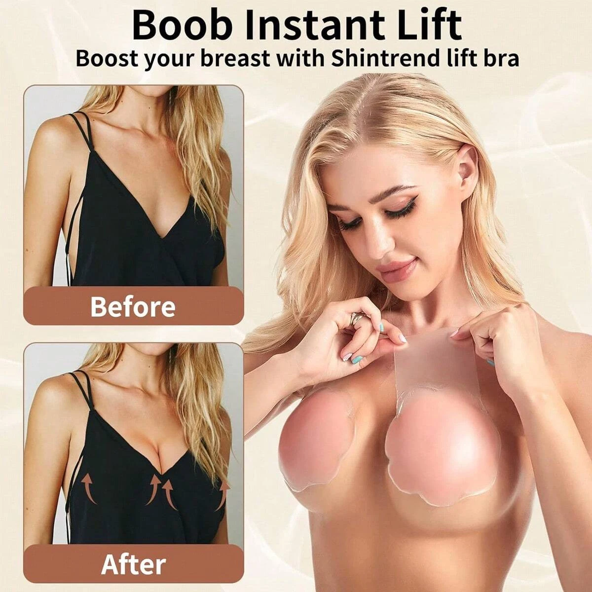 Soutien-gorge invisible en silicone pour femme, autocollant adhésif, pétales de poitrine, soutiens-gorge sans bretelles réutilisables, 2 pièces