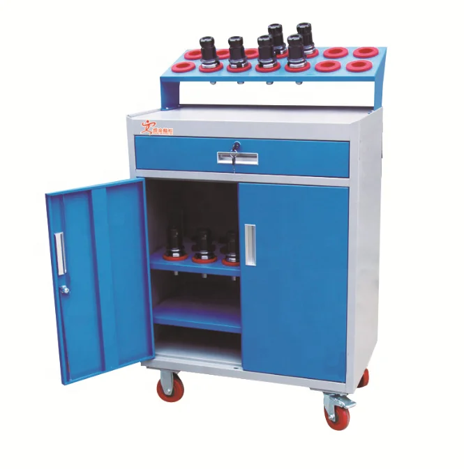 Blue colour customized high quality workshop CNC tool holder storage trolley cabinet for CNC tool holder BT30/40/50