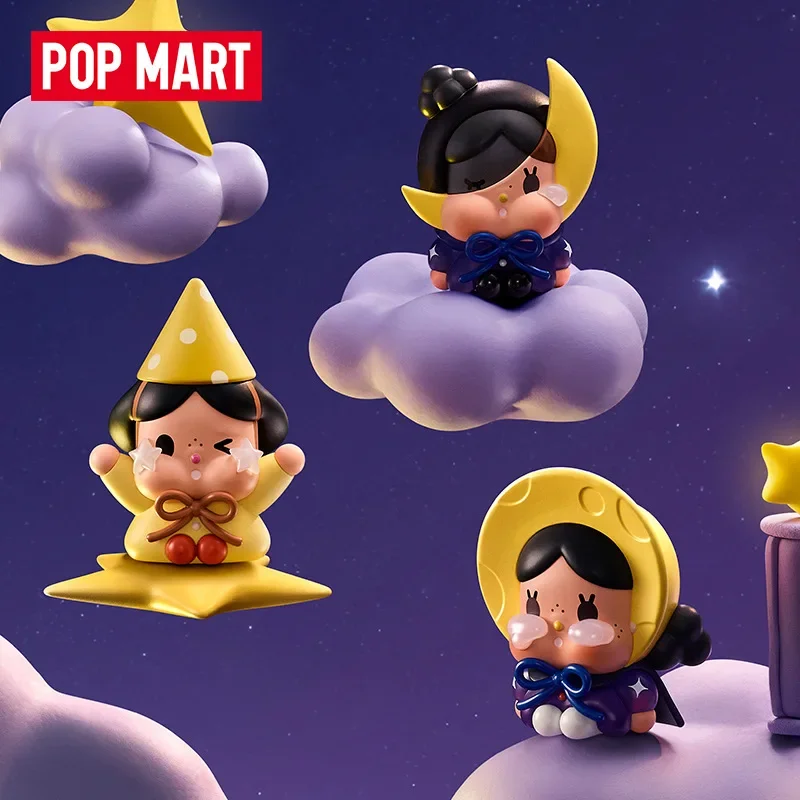 POPMART CRYBABY Runaway Moon Sitting Series Mengli Mysterious Box Figurine Original Collection Surprised Toys Series Gifts