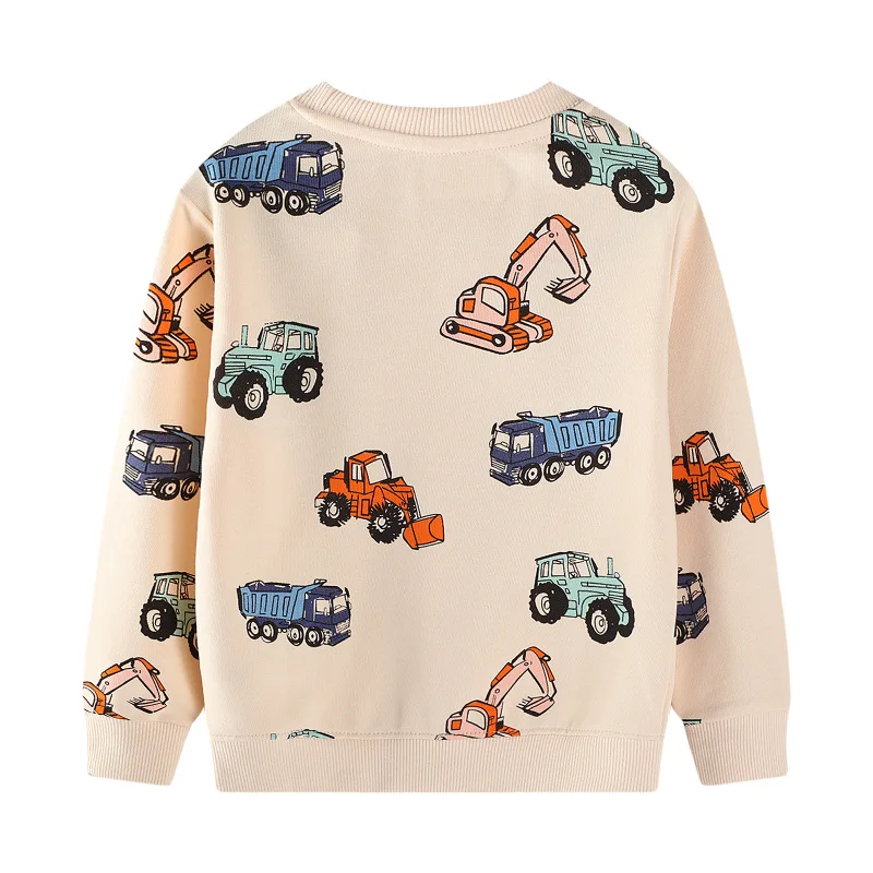 

jumpingLong Sleeve Cute Boys Sweatshirt Autumn New Sweatshirt Excavator Pattern Boys Clothing