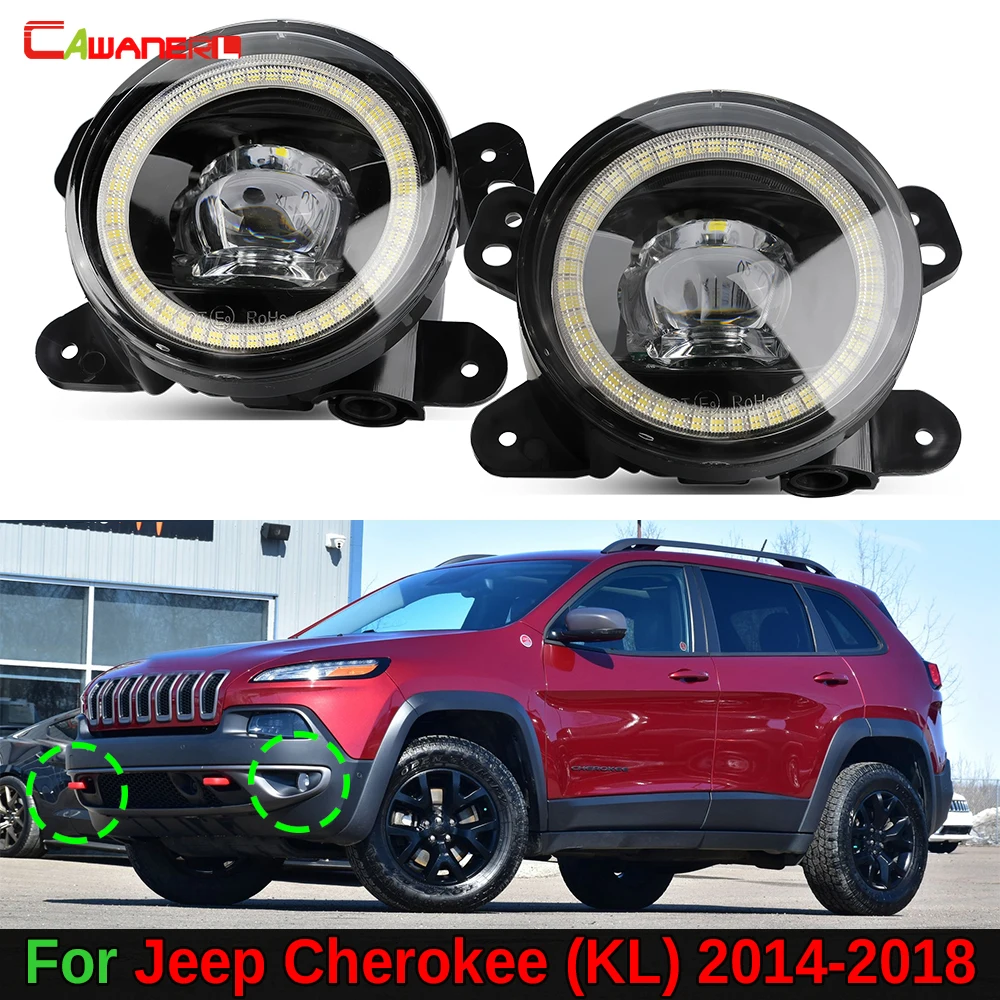 

2 X 30W Car Front LED Lens Fog Light with Angel Eye Daytime Running Lamp DRL For Jeep Cherokee (KL) 2014 2015 2016 2017 2018