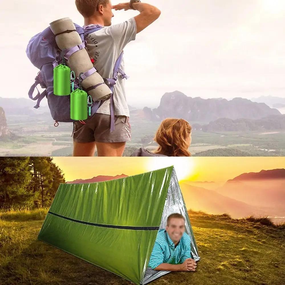 

Waterproof Emergency Survival Blanket 9 Styles with Storage Bag Whistle Curtain Sleeping Bag Portable Outdoor Blanket