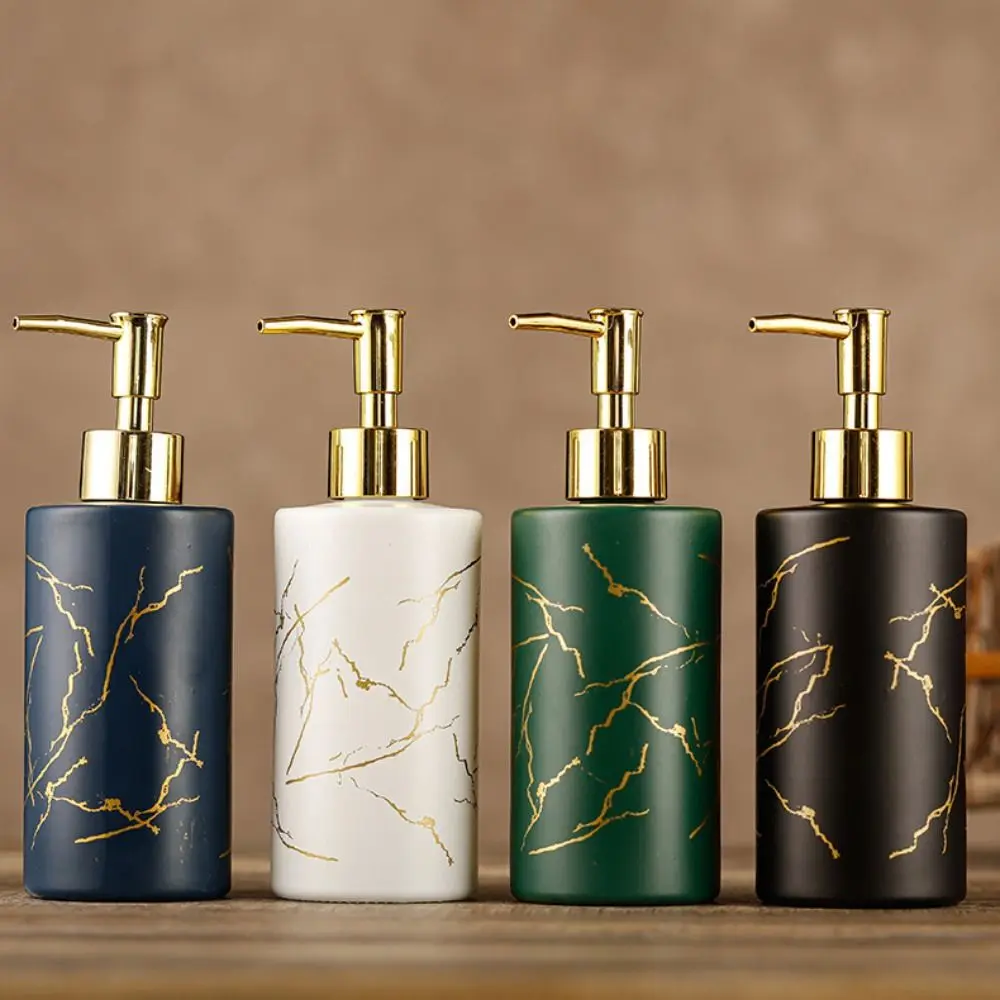 Practical Marbling Soap Dispensers 320ml Refillable Emulsion Bottle Glass Press Type Sanitizer Empty Bottle Kitchen