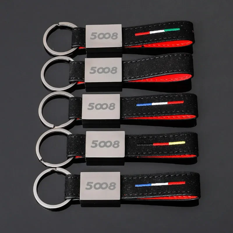 Suede Car Keychain Modified Auto Key Ring Keyfob Pendant for Peugeot 5008 Logo 2008 508 406 407 206 207 208 208XS 208Gti