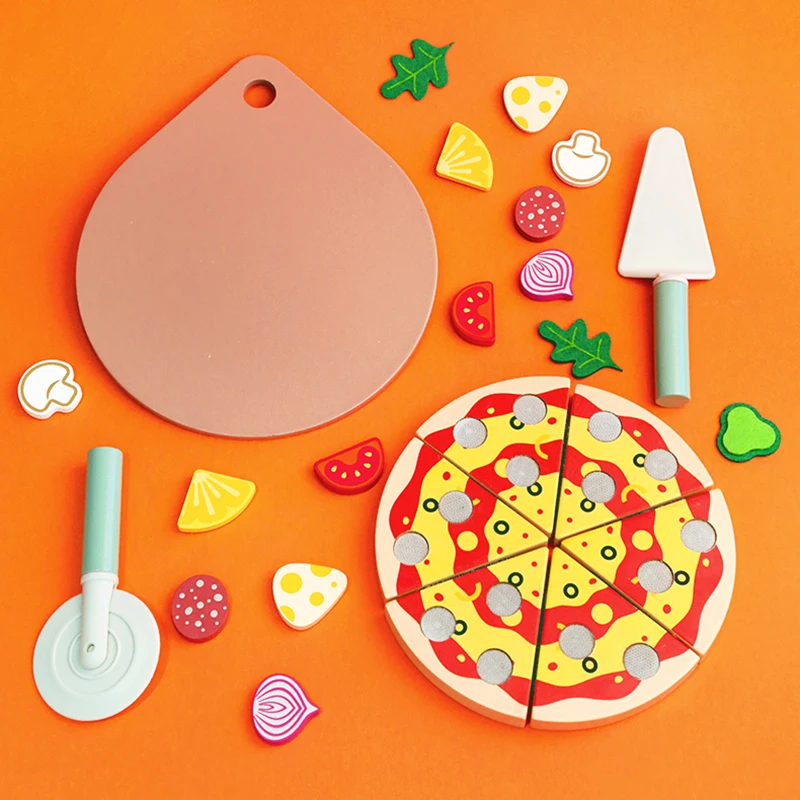 Keuken Fantasiespel Speelgoed Houten Simulatie Voedselaccessoires Pizzasalade Dessertset Montessori Educatief speelgoed voor peuter 3+