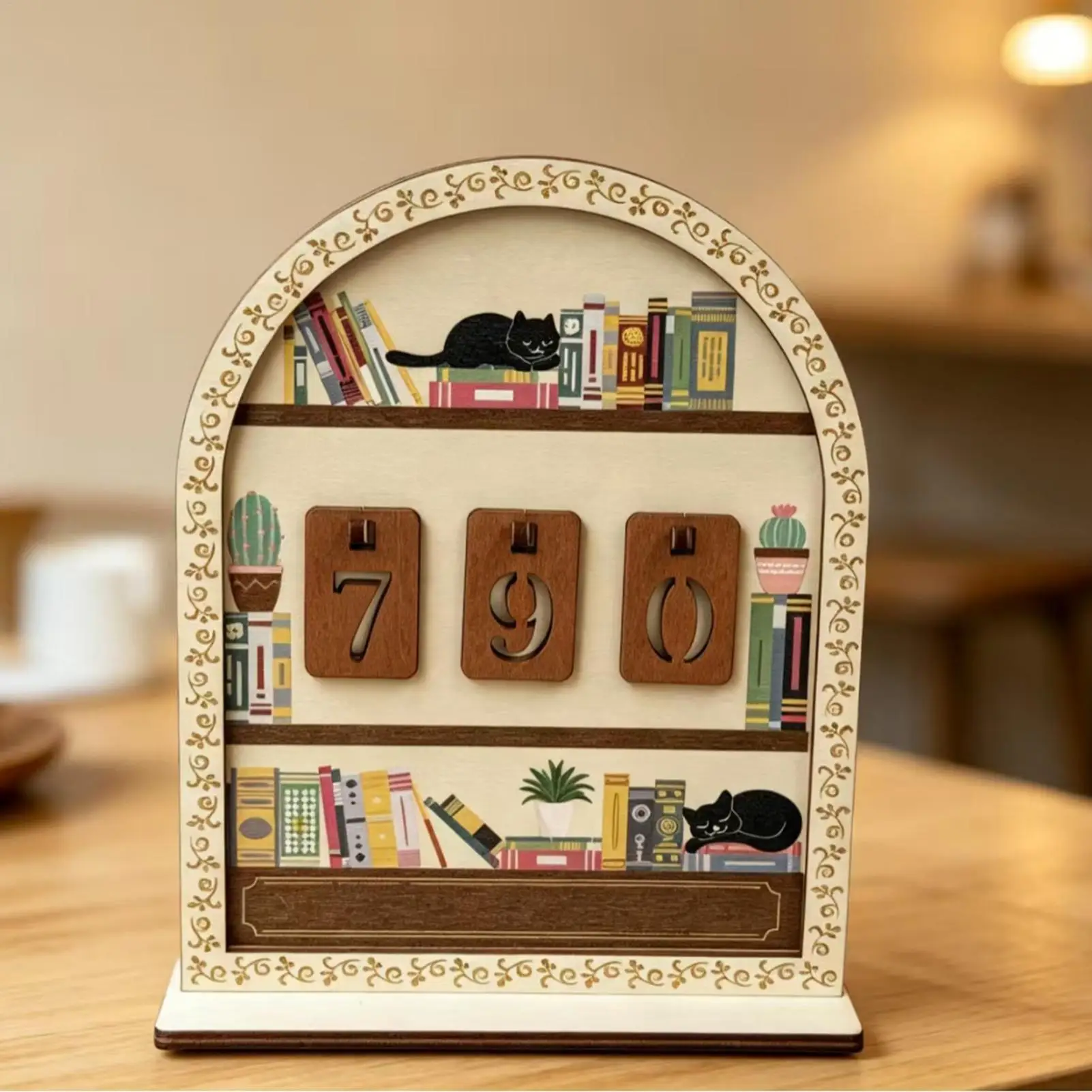 Wooden Book Read This Year Counter 0 to 999 Reader Decorations Sign for Classroom Home Librarian Book Lovers Women Men