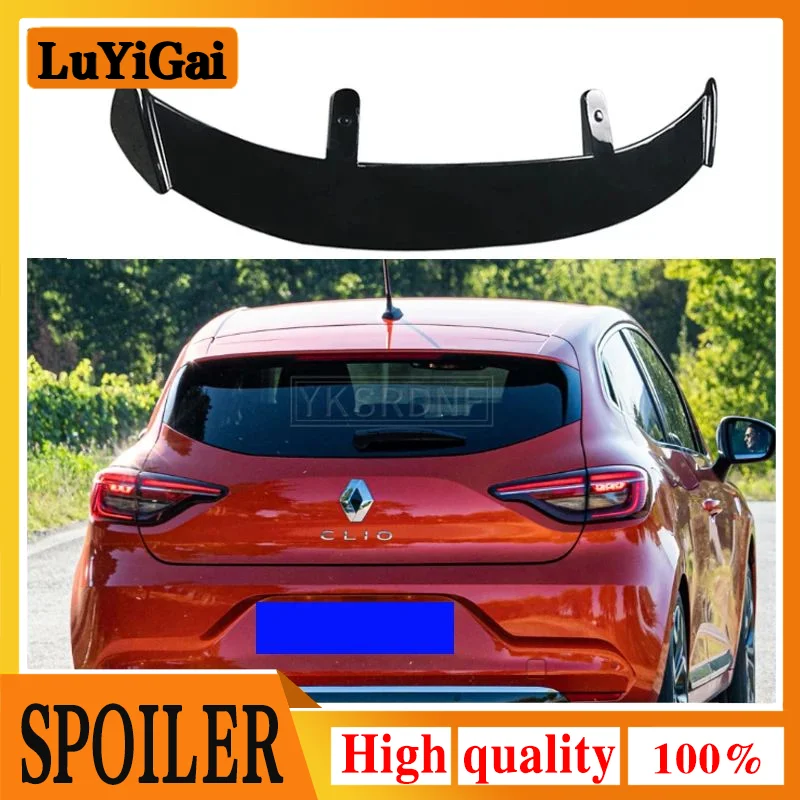 For 2013-2018 Renault Clio Carbon Fiber Look Hatchback Roof Rear Wing Body Kit Accessories High Quality ABS Material Spoiler