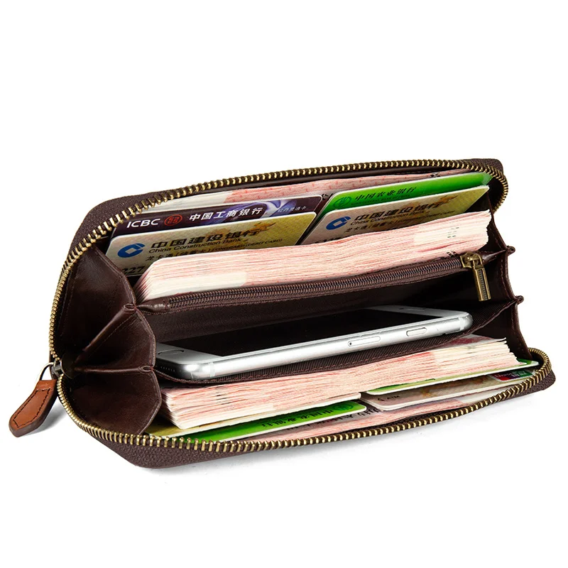 Western RDIF Blocking Cowhide Leather Peony Bee Embossed Women Wallet Large Capacity Multi-card Slot Zipper Purse for Ladies