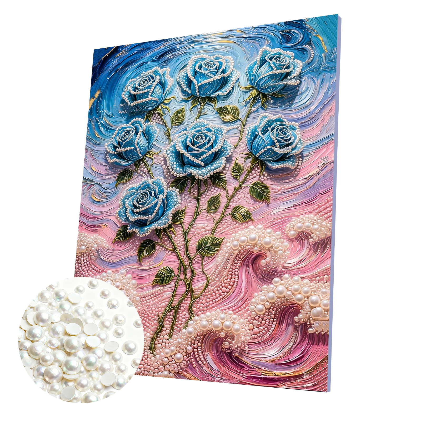 

Blue Rose DIY Pearl Painting Kit for Adult Home Wall Decor 40x50cm With Frame