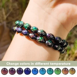 temperature-colored stone Mood Charm beads elasticity adjustment bracelet for women can change colors to different temperatur