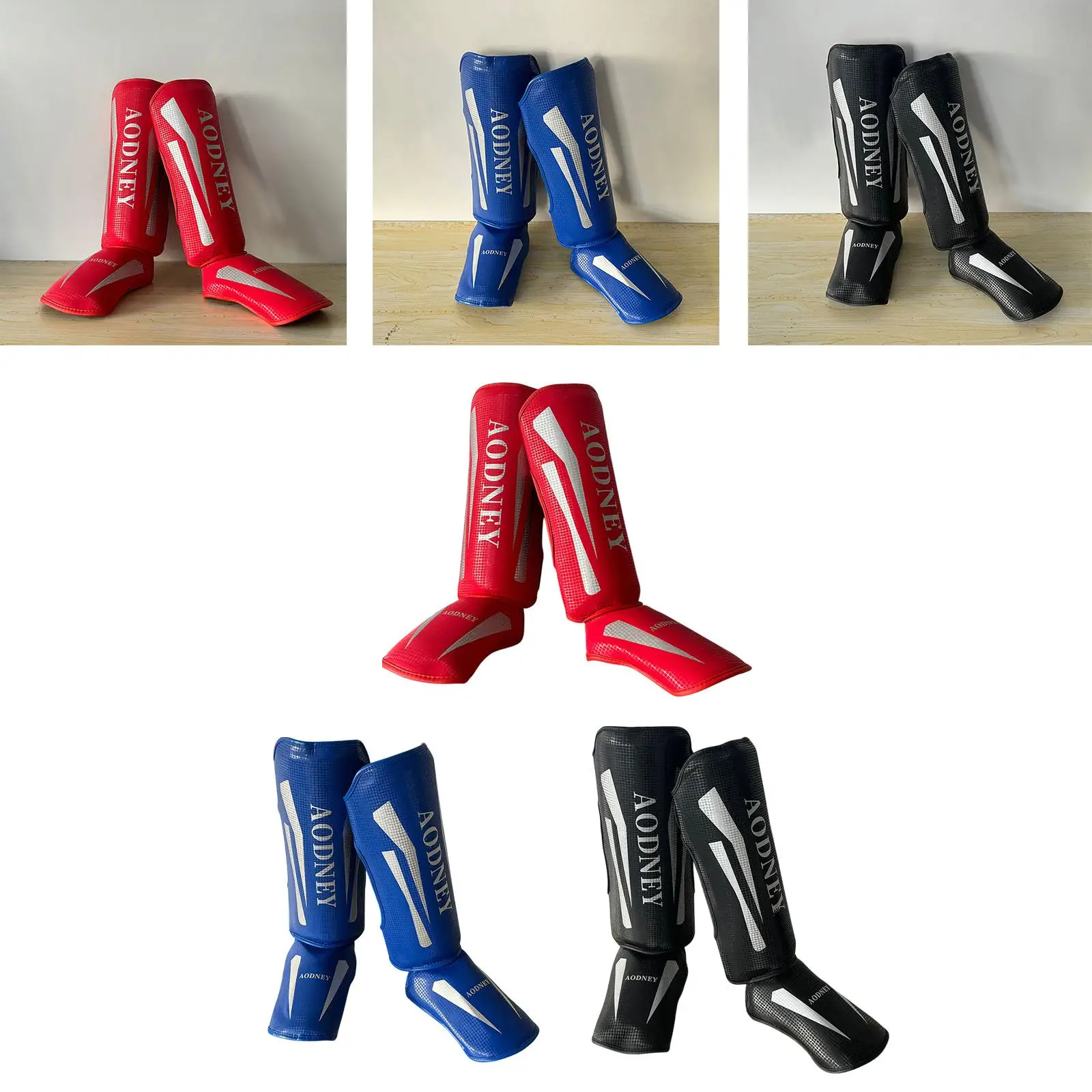 

Muay Thai Kickboxing Shin Guards Leg Foot Guards for Sports Sparring Kicking