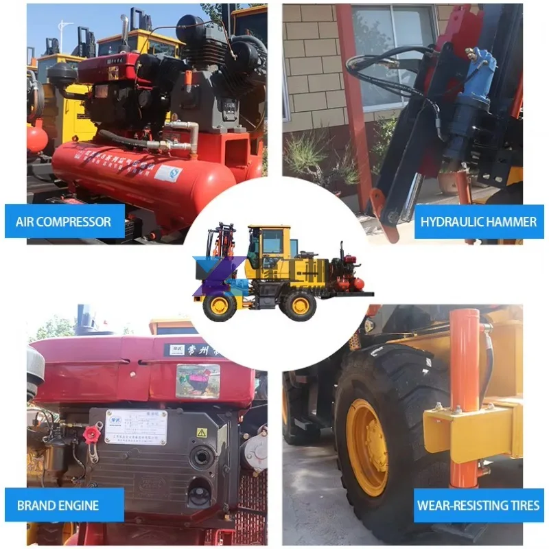 Guardrail Pile Driver Wheeled Highway Guardrail Drilling Machine Vibro Machine Piling Machine Price