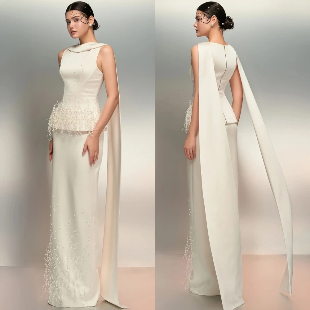 

Изысканное атласное вечернее платье со шлейфом по индивидуальному заказу. Нежные платья для выпускного вечера без рукавов. Вечерние платья с круглым вырезом для особых случаев.