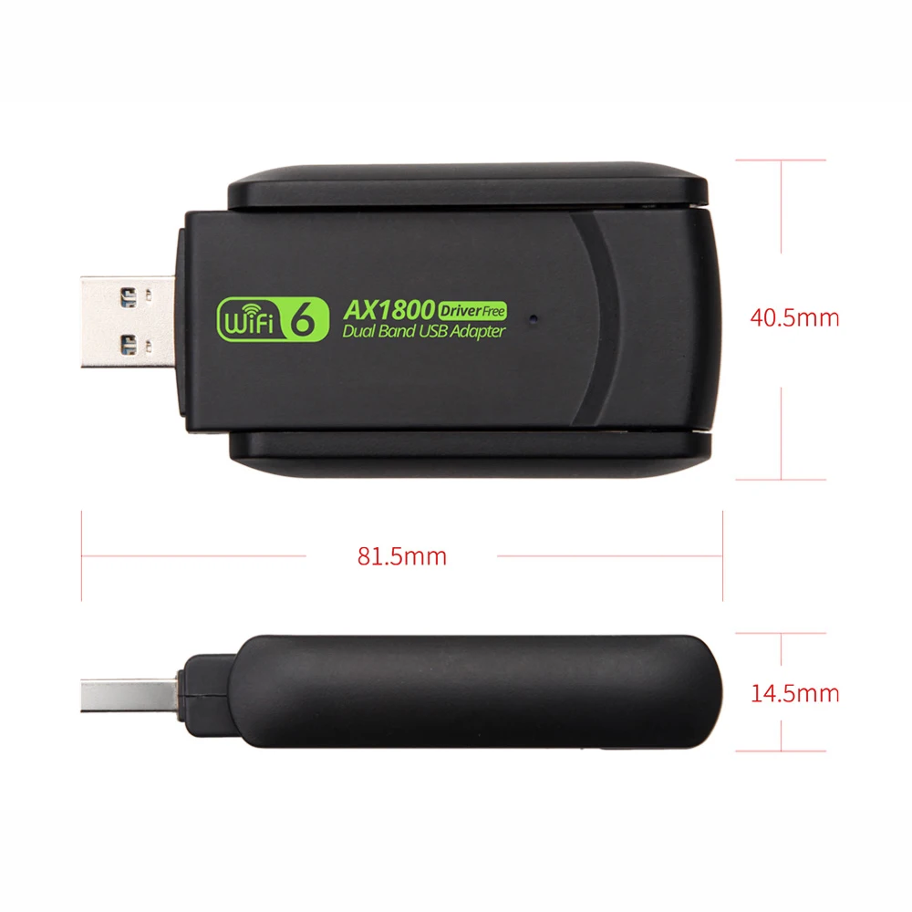 Adaptateur USB WiFi 6, 1800Mbps, 5G, 2.4GHz, USB 3.0, Dongle WiFi, Stérilisation sans fil, Carte réseau 11ax, Antenne à gain élevé, Windows 10, 11