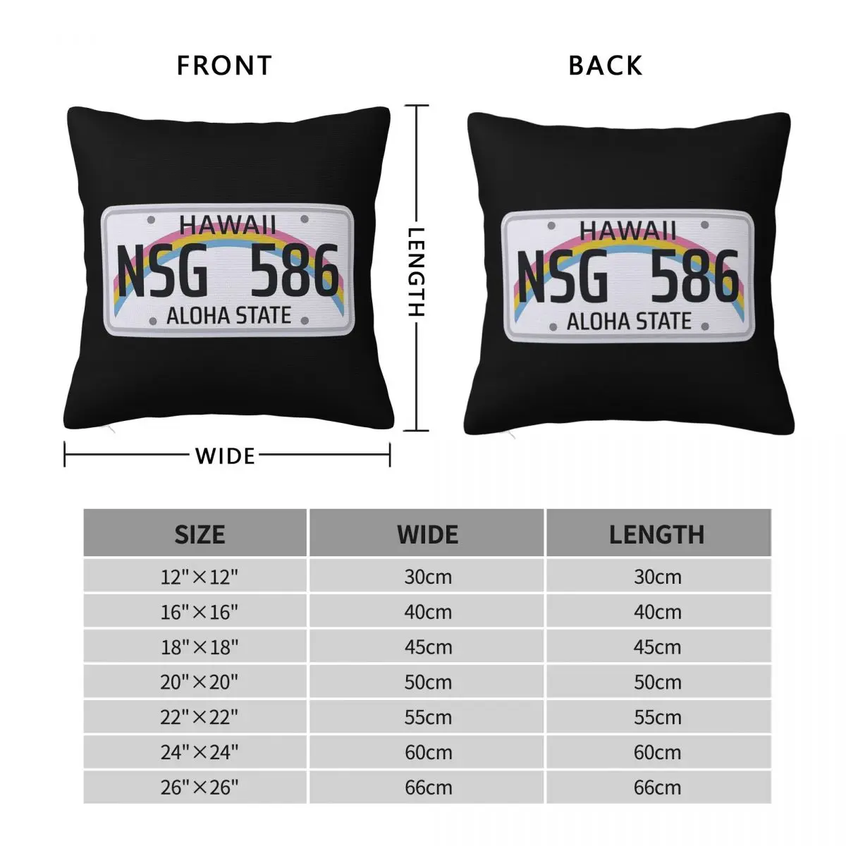 Hawaii State License Plate Square Pillowcase Polyester Linen Velvet Creative Zip Decor Bed Cushion Cover