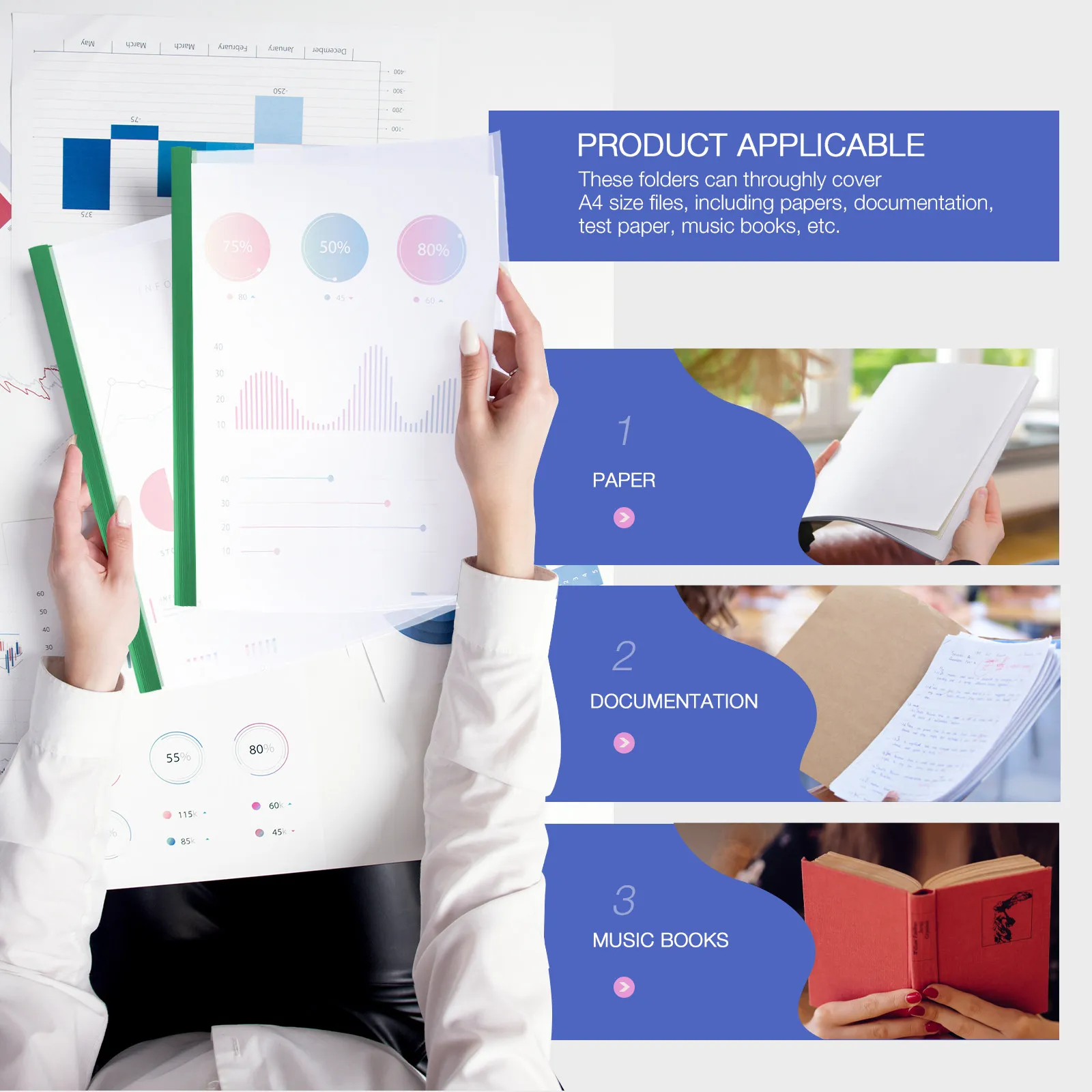 

Набор из 10 пластиковых папок-скоросшивателей с прозрачными прозрачными вставками для документов формата А4, органайзер для хранения, для офиса, школы, студентов