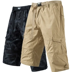 Mens Crop Pants Casual Cargo Shorts Zipper Pockets Light Weight Summer Cool Breathable Short Pants 3/4 Sweatpants