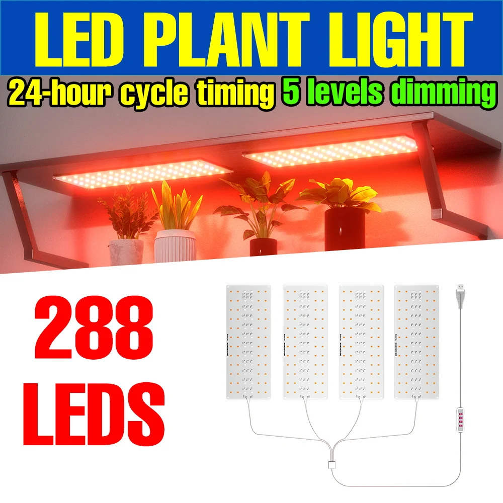 

DC5V USB LED Full Spectrum Grow Light 4 Heads Quantum Board Plant Lamp Indoor Potted Flower Vegetables Cultivation Fill Lighting