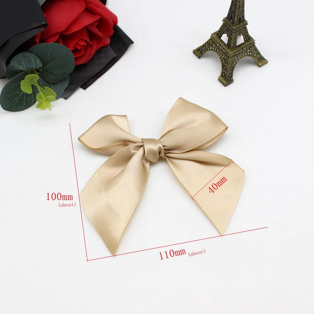 10pcs /lot 10-11cm Ribbon Bows Polyester Satin Bow for DIY Craft Decoration for Craft Bowknot Gift Flower Wedding