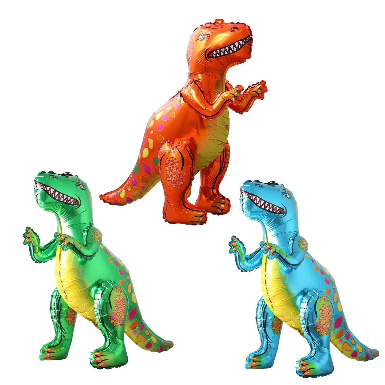3 Stück 25-Zoll 3D Tyrannosaurus Rex Aluminiumfolienballons Dinosaurier-Dschungel-Thema Geburtstagsgeschenk Einkaufszentrum-Dekoration Ballons – Detail 1