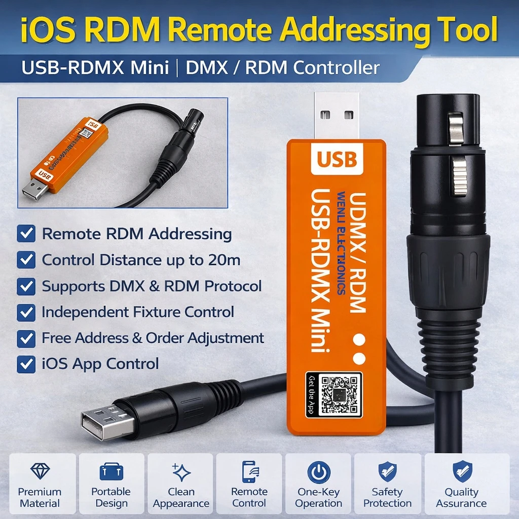 USB RMD DMX2.0 Mobile App DMX512 Dialer Stage Light Wireless DMX Controller RDM Controller Compatible with Android IOS devices