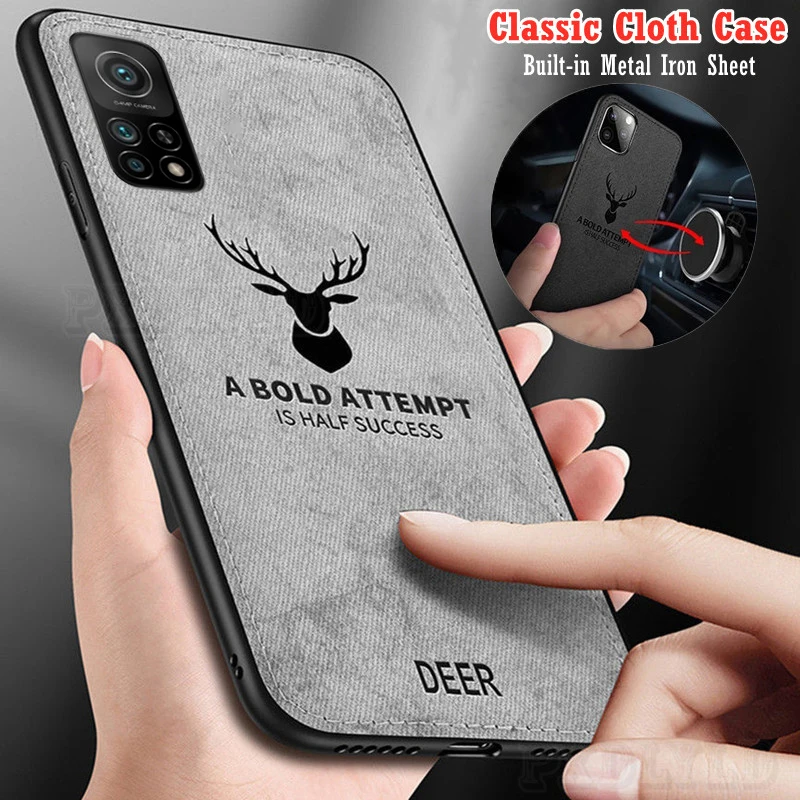 Magnetic Cloth Phone Case For Xiaomi Mi 9 10 11 12 12x 9T 10T 11T 12T 13T 13 14 Pro Lite Build-in Magnet iron Cover Deer Shell