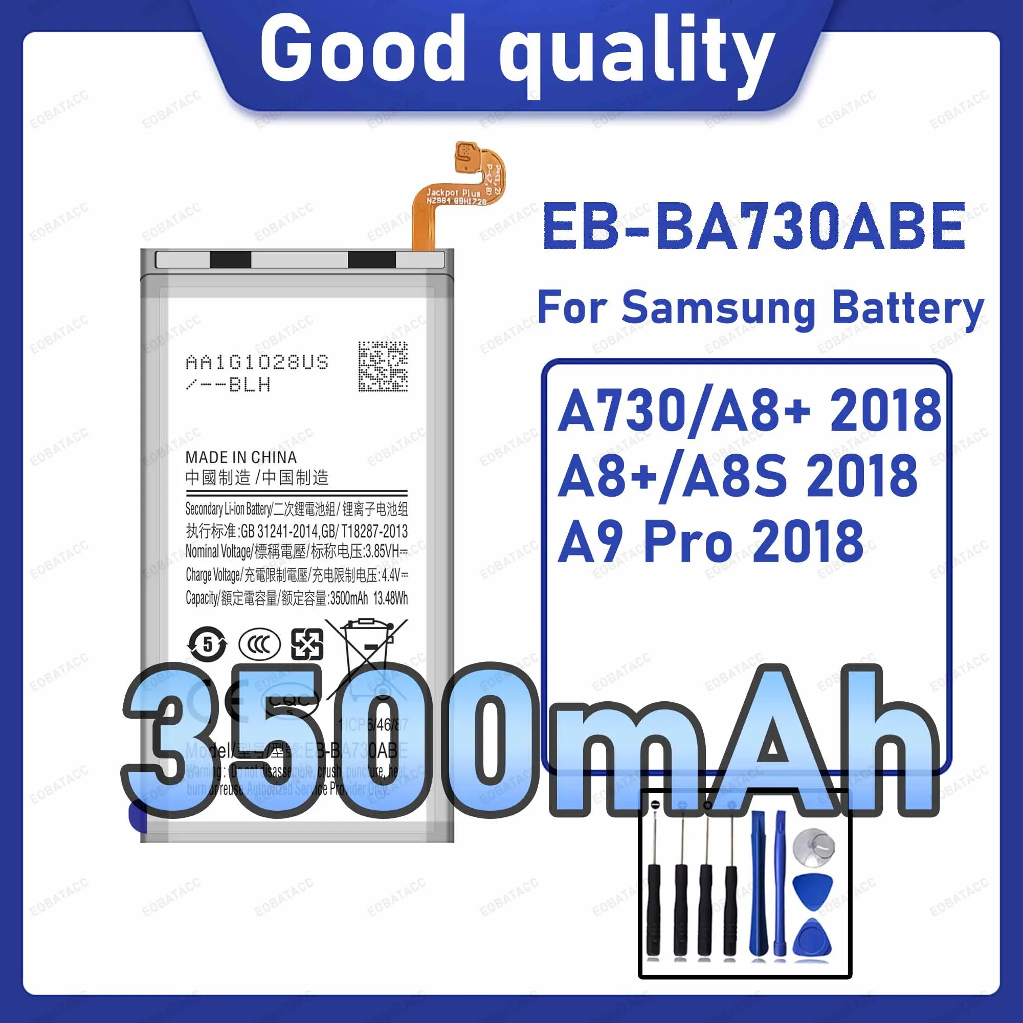 

3500mAh EB-BA730ABE Replacement Battery for Samsung Galaxy A8S 2018/A9 Pro 2018 with Repair Tools Kit