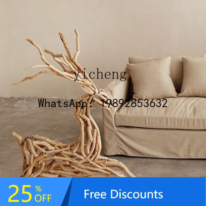 

Wooden Large Deer Floor Display Window Ornament Home Decoration Living Room Craft Gift