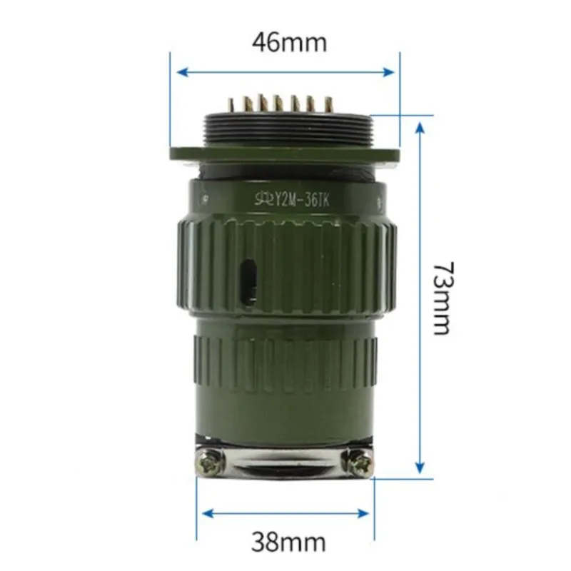Army Grn Metal Shell Y2M Y36M-4/19/36/50/65 Pins Circular Connector AC 300V