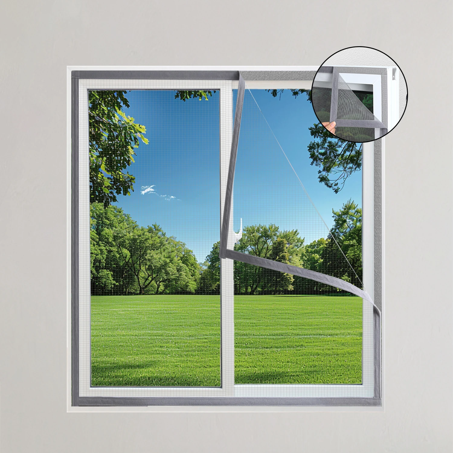 Screen Window Full-Frame Mosquito Net, Encrypted Window Screen, Easy to Install, Removable and Washable, Suitable for Families