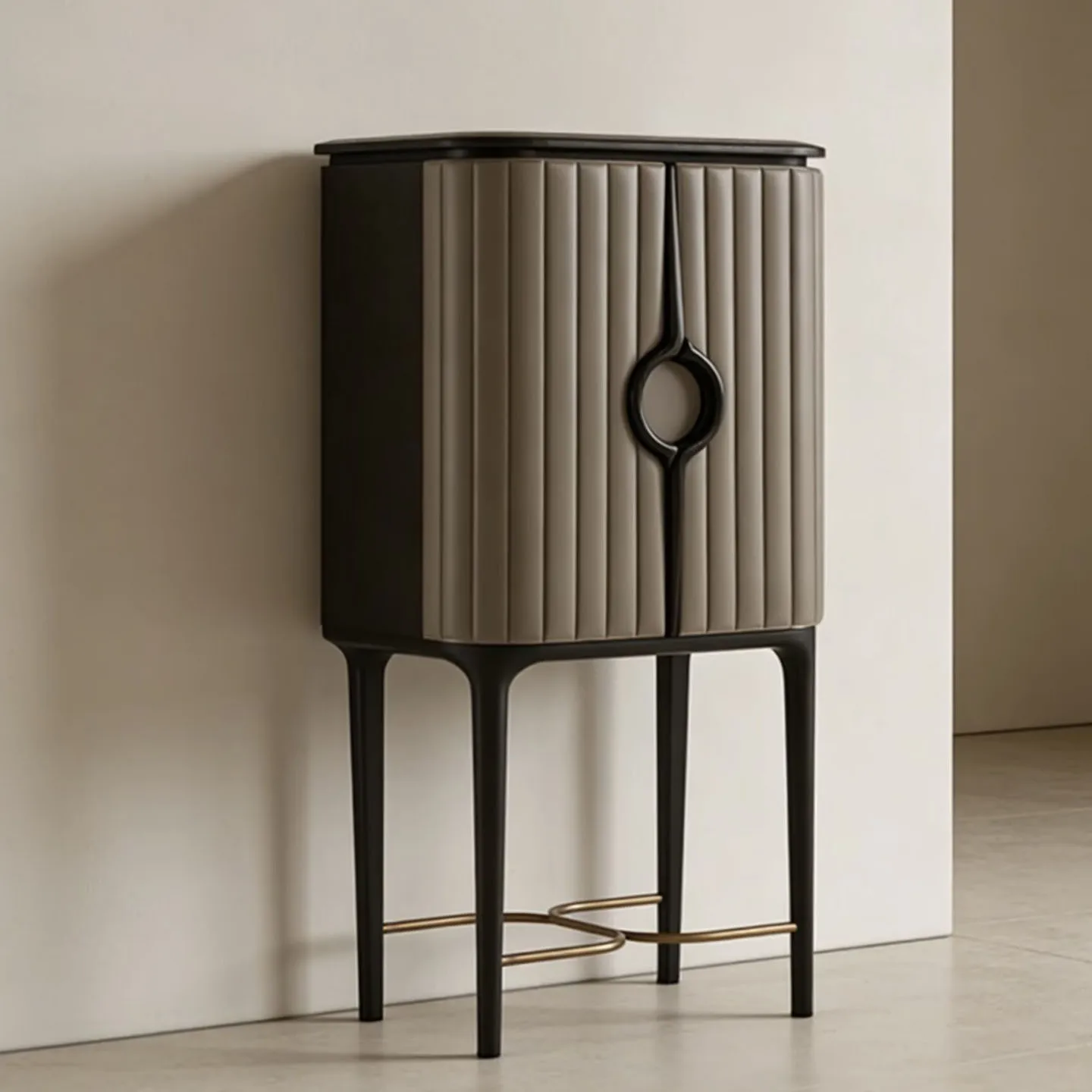 Italian light luxury wine cabinet living room creative locker solid wood tall storage cabinet