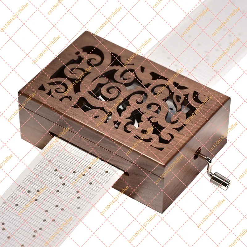 15/30 Note Hand-Cranked Paper Strip Music Box, Vintage Wooden DIY Melody Maker, Creative  Craft  Gift - view 3