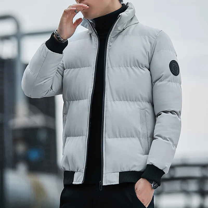 Men's down Jaet Autumn Winter Thiened Warm Faionable Korean Sle ort Quilted Coat White Du down Filling Slim Fit