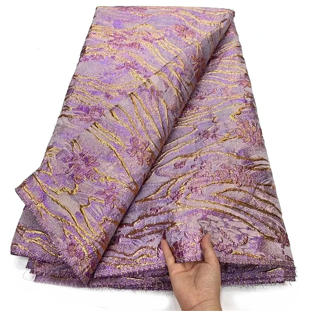 

5 ярдов, оптовая продажа, африканская жаккардовая парчовая кружевная ткань, французская нигерийская кружевная ткань из органзы для вечернего платья, швейный материал