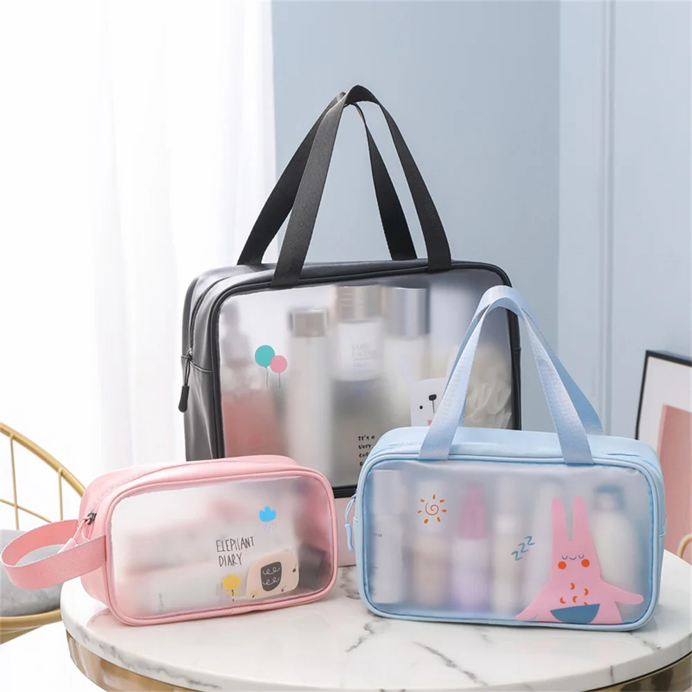 Cartoon Portable Travel Wash Bag Transparent Pvc Waterproof Makeup Storage Pouch Large Capacity Cosmetic Organizer Handbag