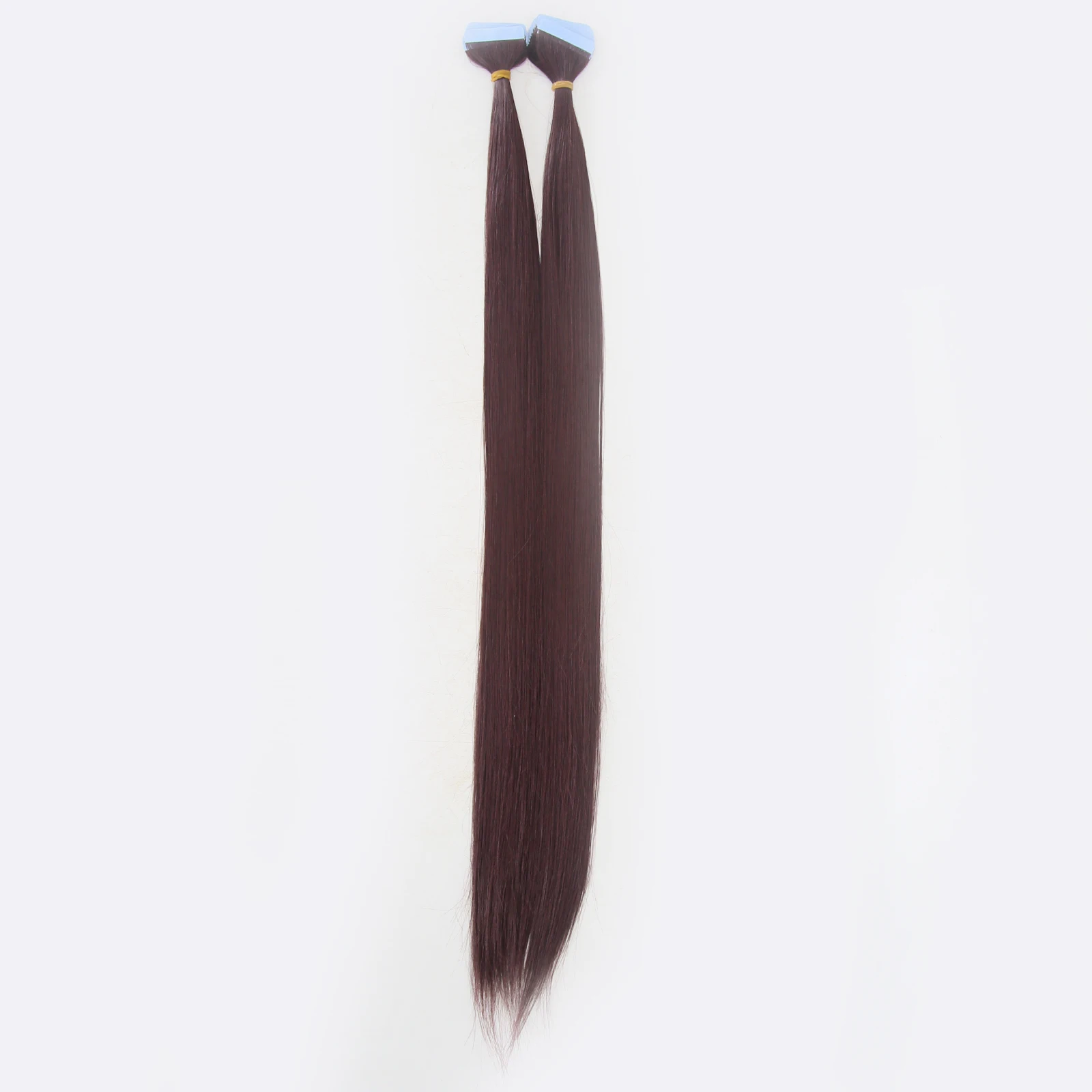 Thiswig Reddish Brown Tape in Hair Extensions Straight Hair 40pcs 100g Dark Brown Synthetic 24 Inch Tape in Hair Extensions