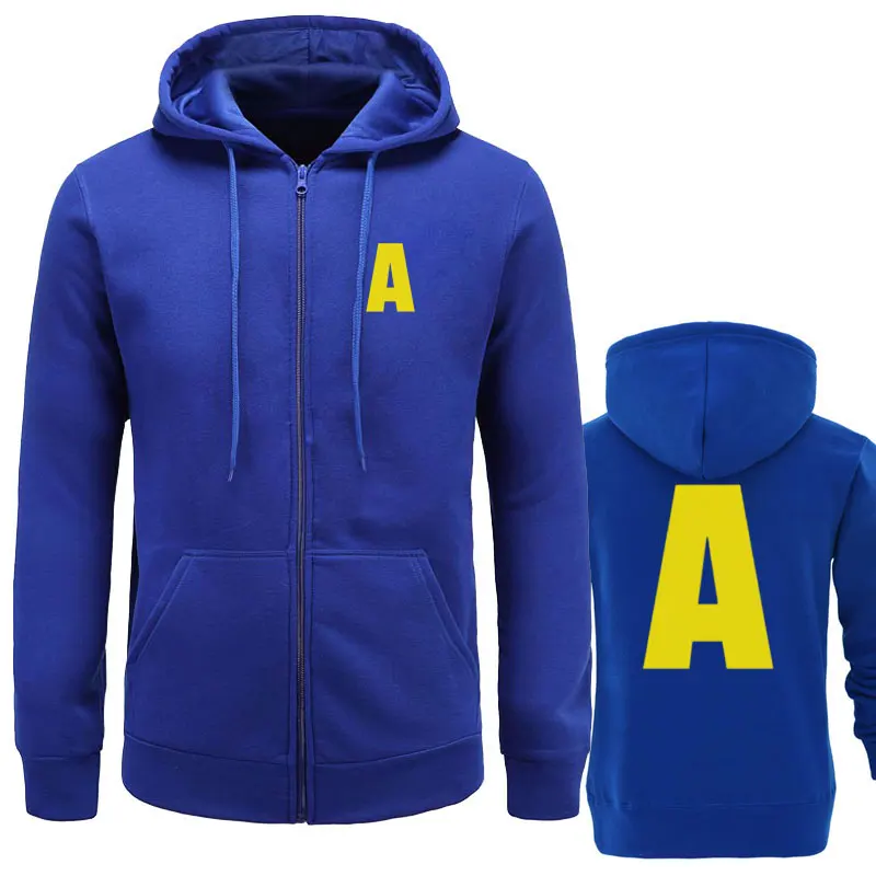 Spring and Autumn Unisex Casual zipper Sportswear, Men's Women Hoody Alvin Chipmunk Halloween Costume