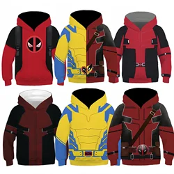 Deadpool Wolverine Süper Kahraman Cosplay Hoodie Kazak Rahat Eşofman Cadılar Bayramı Noel Ceket Çocuklar Için Tişörtü Tops Boy