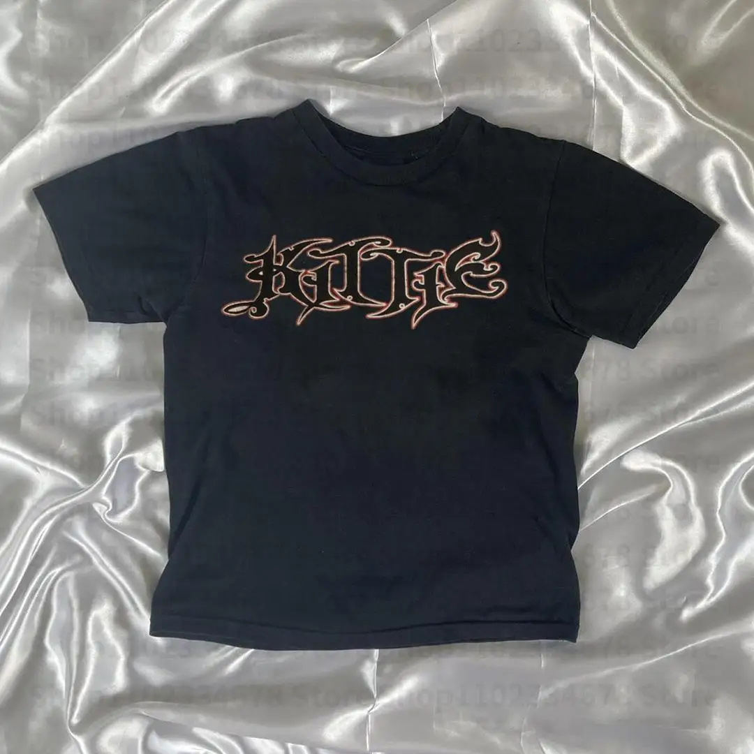 Y2k Streetwear Gothic Retro Emo Girl 2000er Jahre Top Brief bedrucktes Muster Kurzarm T-Shirt Schönes schneidendes Top Baby T-Shirt